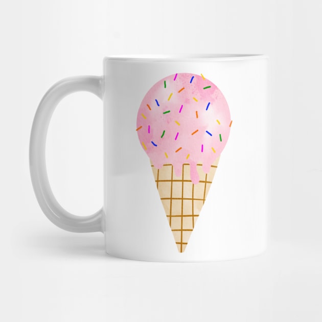 Pink Ice Cream Cone by MutchiDesign